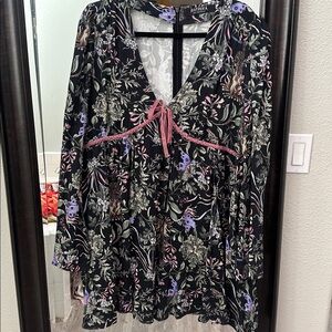 Witchy print  Long bell Sleeve Dress